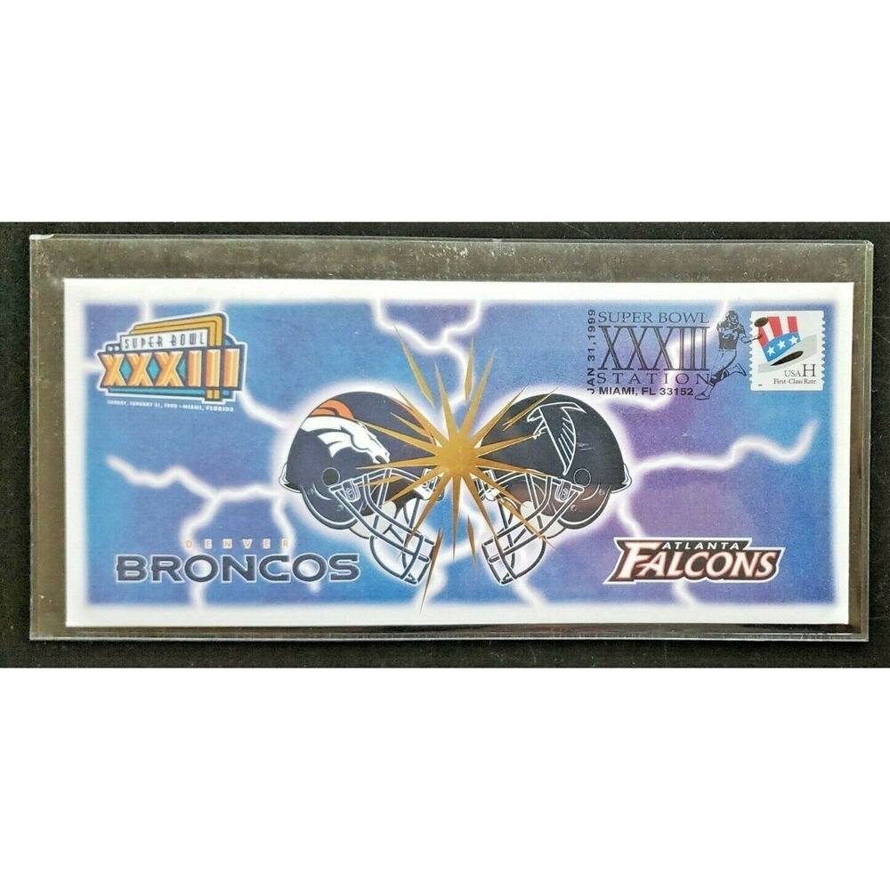 Denver Broncos Falcons 1999 Super Bowl XXXIII Official USPS Collector's Envelope